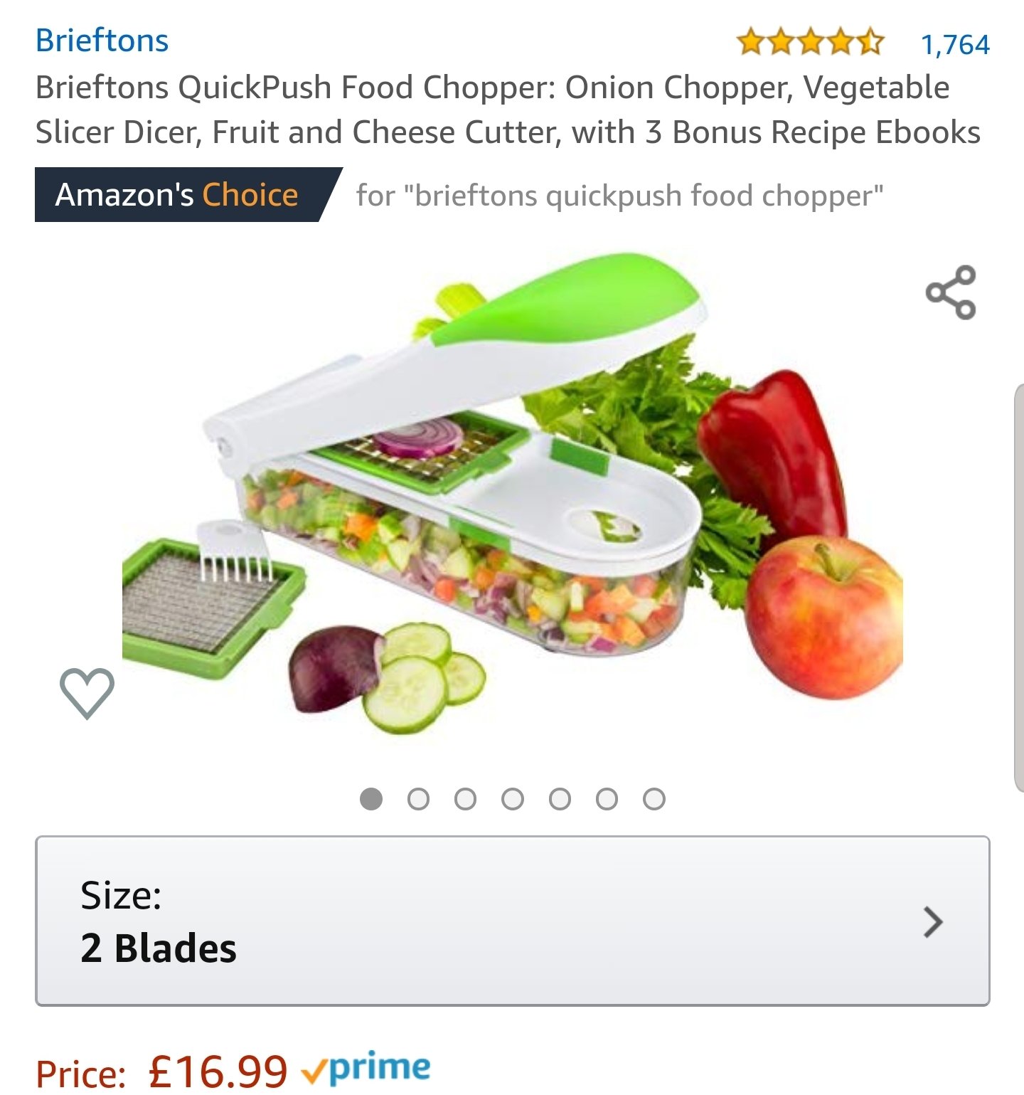 Brieftons Quickpush Food Chopper: Vegetable Chopper Dicer Slicer